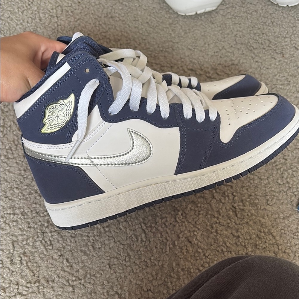 Nike Air Jordan 1 High Navy and White Sneakers